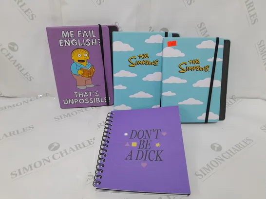 APPROXIMATELY 20 ASSORTED NOTEBOOKS, DIARIES, JOURNALS, PLANNERS TO INCLUDE THE SIMPSONS A5 JOURNAL  