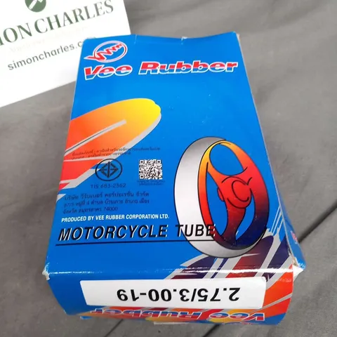 THREE BOXES OF VEE RUBBER MOTORCYCLE TUBES 