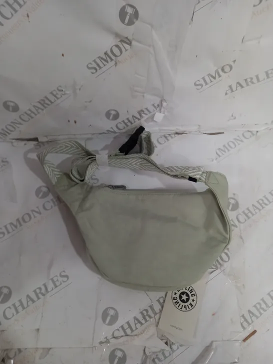 KIPLING CROSSBODY BAG IN SAGE GREEN WITH CHEVRON STRAP 