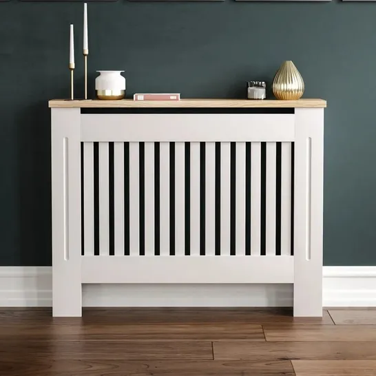 BOXED BEACSFIELD ARLINGTON RADIATOR COVER 111 X 19 X 83.3CM - WHITE/OAK 