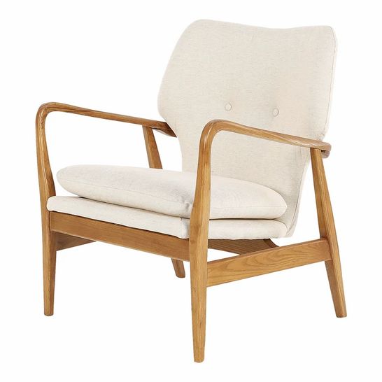 BOXED DESIGNER NOLAN ARMCHAIR NATURAL FABRIC 