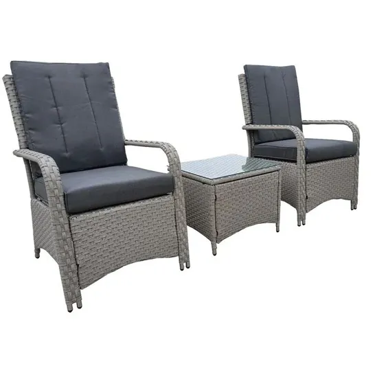 BOXED LALIBERTE 3-PERSON GARDEN LOUNGE SET - LIGHT GREY (2 BOXES)