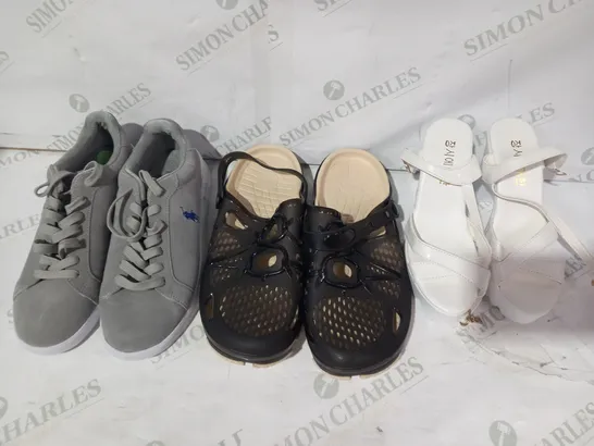 BOX OF APPROXIMATELY 20 ASSORTED PAIRS OF SHOES IN VARIOUS STYLES AND SIZES TO INCLUDE HITMARS, RALPH LAUREN, ETC