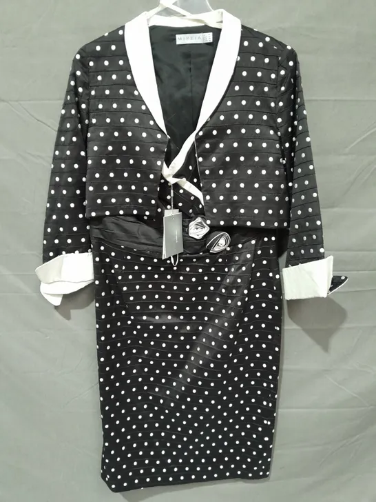 MIREIA BLACK POLKA DOT DRESS AND JACKET SET - UK 12