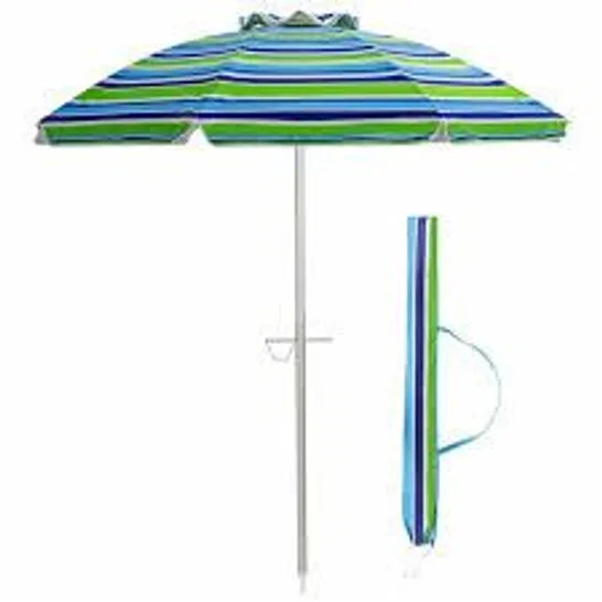 BOXED COSTWAY 6.5FT PATIO BEACH UMBRELLA SUN SHADE TILT W/CARRY BAG - GREEN