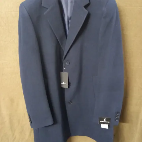 BRAND NEW MOSES KUSHNER WOOL & VISCOSE BUTTON FRONT JACKET IN DARK BLUE - 2XL