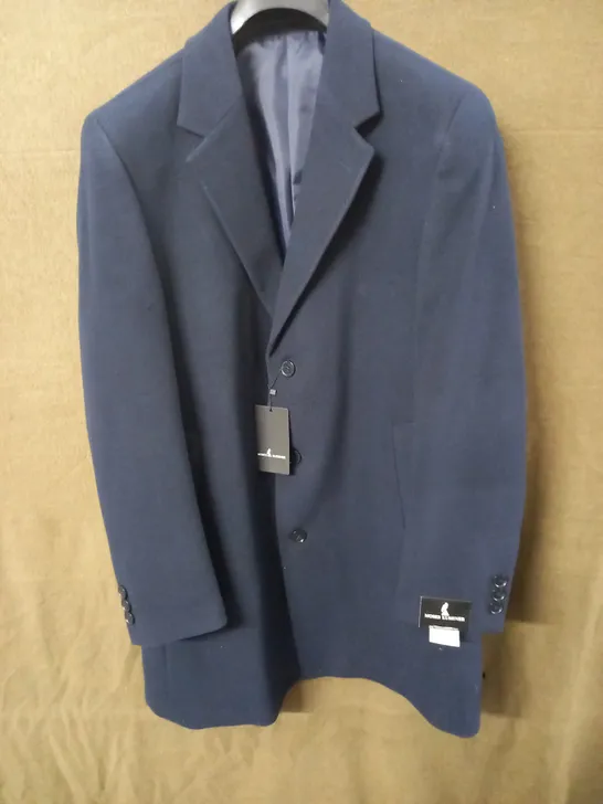 BRAND NEW MOSES KUSHNER WOOL & VISCOSE BUTTON FRONT JACKET IN DARK BLUE - XL