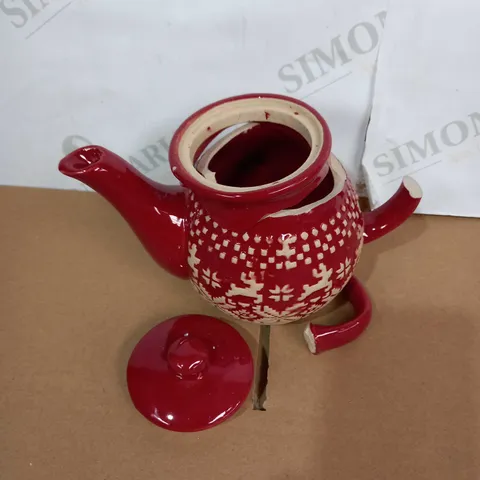 RED FAIRISLE TEAPOT