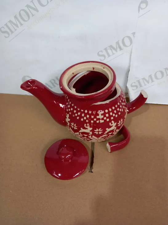 RED FAIRISLE TEAPOT