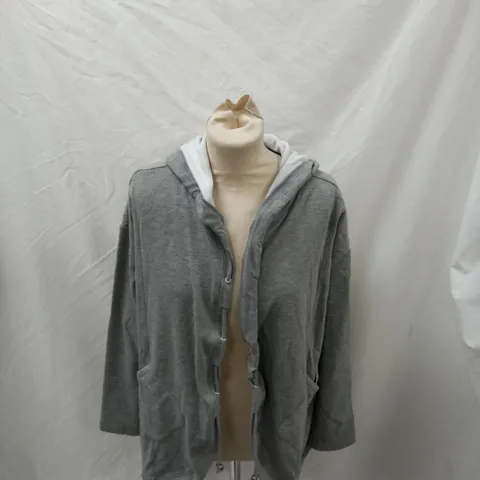 MARLA WYNNE LOUNGE MICROFLEECE HOODIE HEATHER GREY MEDIUM