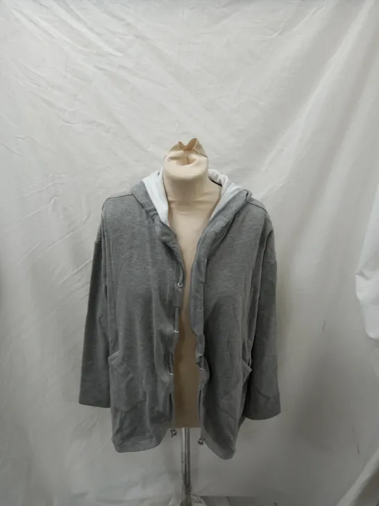 MARLA WYNNE LOUNGE MICROFLEECE HOODIE HEATHER GREY MEDIUM