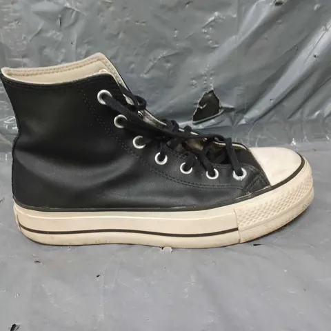 CONVERSE WOMENS LEATHER LIFT HI TOP TRAINERS - BLACK