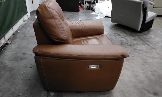 QUALITY BRITISH DESIGNER G PLAN MANUFACTURED ELLIOT ELECTRIC RECLINER CHAIR - CAMBRIDGE TAN LEATHER 