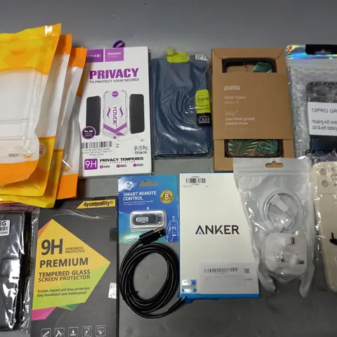 LOT OF ASSORTED MOBILE PHONE ACCESSORIES TO INCLUDE CASES, SCREEN PROTECTORS AND SMART REMOTE CONTROL