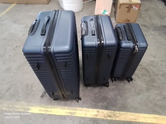 SET OF 3 NAVY HEAVY DUTY TRAVEL SUITCASE 