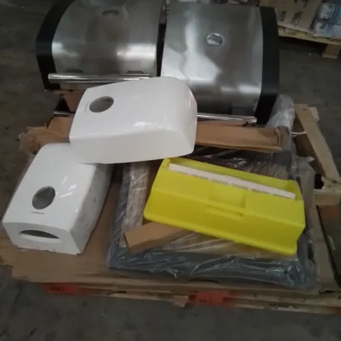 PALLET TO CONTAIN AN ASSORTMENT OF PRODUCTS. INCLUDES GOODHOME OUTDOOR BARBECUE, KIMBERLY CLARK BATHROOM DISPENSERS ETC