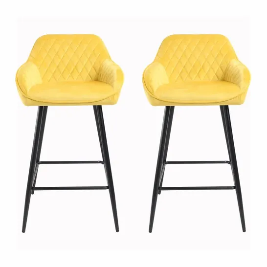 BOXED NEO CADIZ VELVET BAR STOOL - YELLOW/BLACK LEGS (1 BOX)