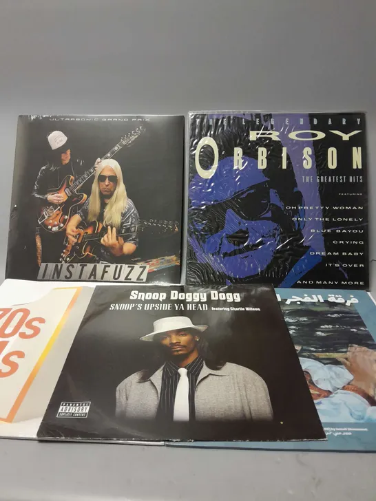 10 ASSORTED VINYL RECORDS TO INCLUDE SNOOP DOGGY DOG UPIDE YA HEAD, ROY ORBISON THE GREATEST HITS, INSTAFUZZ ULTRASONIC GRAND PRIX, ETC