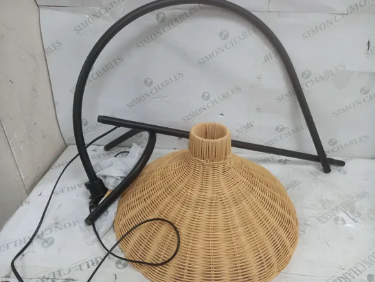 ARCHED FLOOR LAMP WITH RATTAN SHADE RRP £80