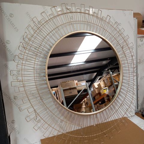 BOXED WIRE FRAMED CIRCULAR WALL MIRROR COLLECTION ONLY