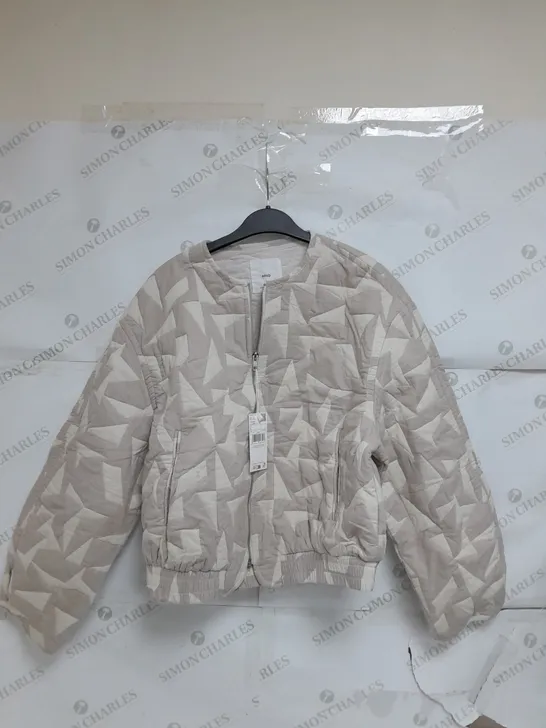 MANGO LARGE CHAQUETA JACKET IN CREAM/STONE GREY 