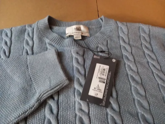 M&S COTTON BLEND JUMPER IN LIGHT BLUE - L