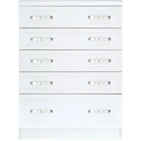 BOXED GRADE 1 CAMBERLEY WHITE 5-DRAWER GRADUATED CHEST (1 BOX)