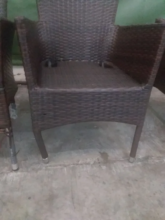 X4 RATTAN EFFECT GARDEN CHAIRS BROWN