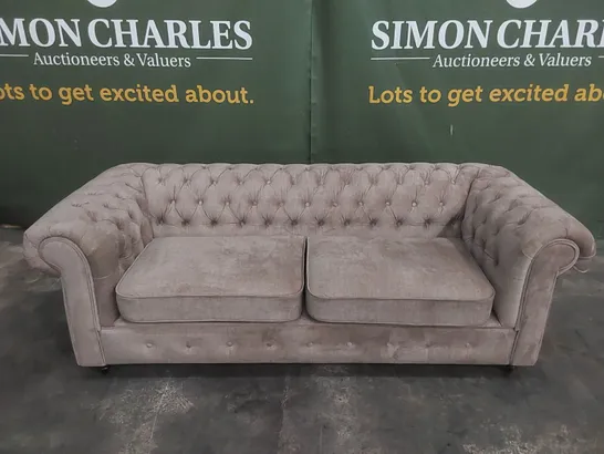 DESIGNER LAURA 3 SEATER CHESTERFIELD FABRIC UPHOLSTERED SOFA 