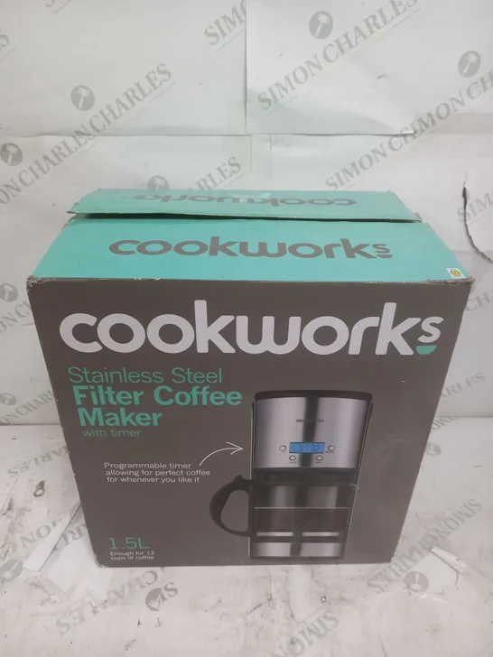 BOXED COOKWORKS STAINLESS STEEL FILTER COFFEE MAKER WITH TIMER