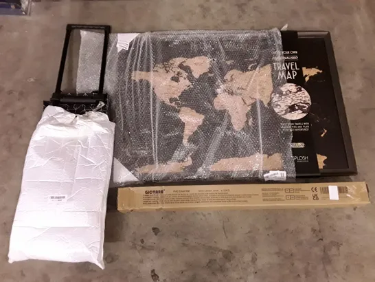 PALLET OF ASSORTED PRODUCTS INCLUDING TRAVEL MAP, PVC CHAIR MAT, SHOPPING BAG, TOILET SEAT 