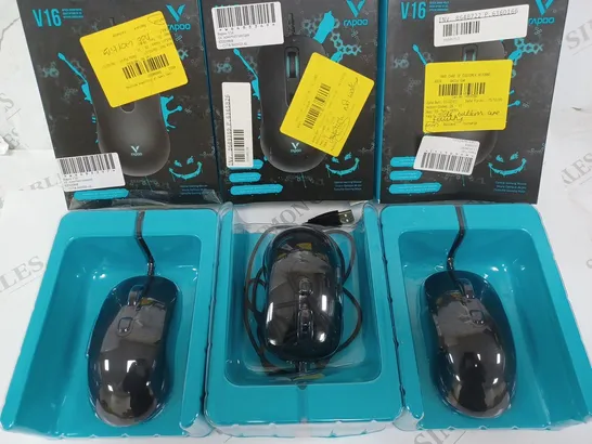 LOT OF 3 RAPOO V16 OPTICAL GAMING MOUSE