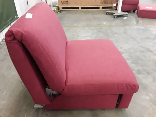 QUALITY DESIGNER APPLEY 1 SEATER SOFA BED - CRANBERRY FABRIC