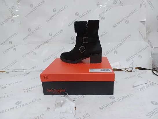 BOXED RUTH LANGSFORD BLACK LEATHER CASUAL BOOTS- SIZE 38