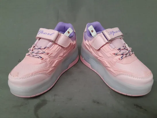 BOXED PAIR OF SPORT KID'S WHEELED TRAINERS IN PINK/PURPLE EU SIZE 30