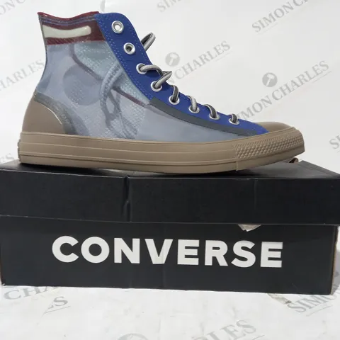 BOXED PAIR OF CONVERSE SHOES IN BLUE UK SIZE 10