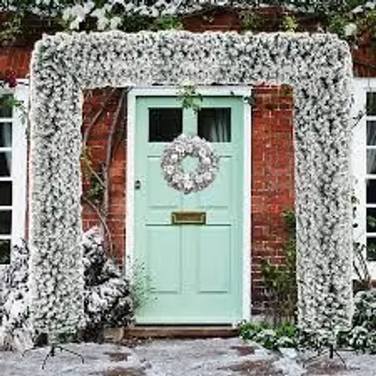 BOXED NEO 2.4M CHRISTMAS FLOCKED DOORWAY ARCH TREE GARLAND DOOR WALL PINE TIPS BUSHY XMAS OUTDOOR INDOOR HOME DÉCOR - DOUBLE