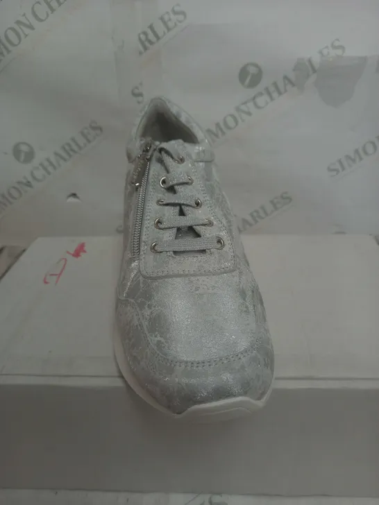 RUTH LANGSFORD WEDGE TRAINER - SILVER - SIZE 8