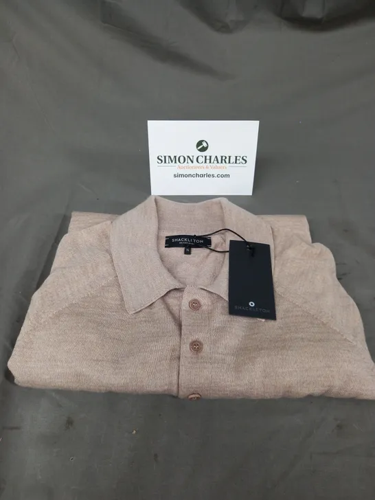 SHACKLETON HARDEN MERINO POLO SHIRT IN DESERT SIZE XL