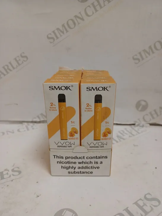 BOXED 1 PACK OF 10 SMOK VVOW  DISPOSABLE VAPES - MANGO ICE. 