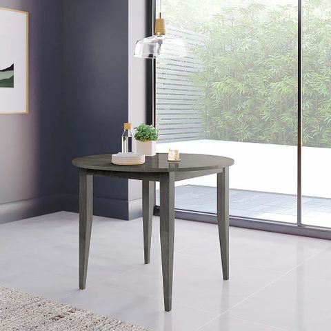 BOXED FINLEY ROUND GREY WOOD 90CM DINING TABLE