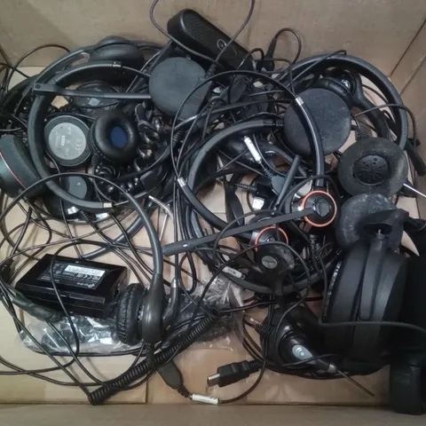 BOX OF ASSORTED HEADSETS