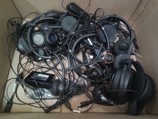 BOX OF ASSORTED HEADSETS