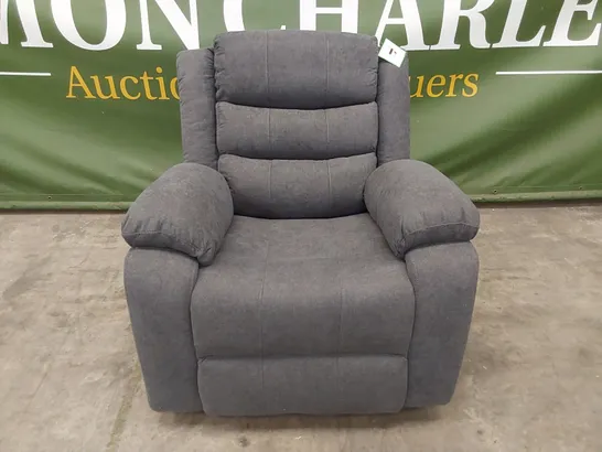 QUALITY DESIGNER SORRENTO FABRIC UPHOLSTERED MANUAL RECLINER ARM CHAIR - GREY