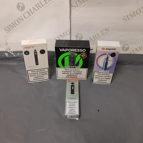 BOX OF APPROXIMATELY 10 ASSORTED E-CIGARATTES TO INCLUDE GEEK VAPE, VAPORESSO, ASPIRE ETC