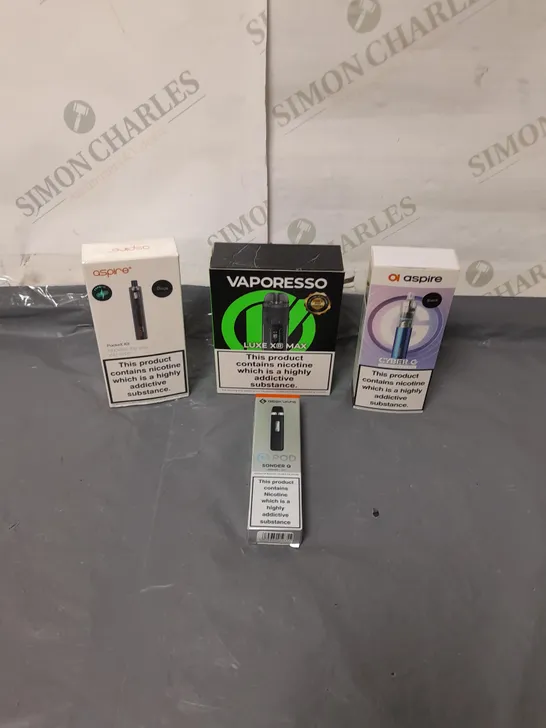 BOX OF APPROXIMATELY 10 ASSORTED E-CIGARATTES TO INCLUDE GEEK VAPE, VAPORESSO, ASPIRE ETC