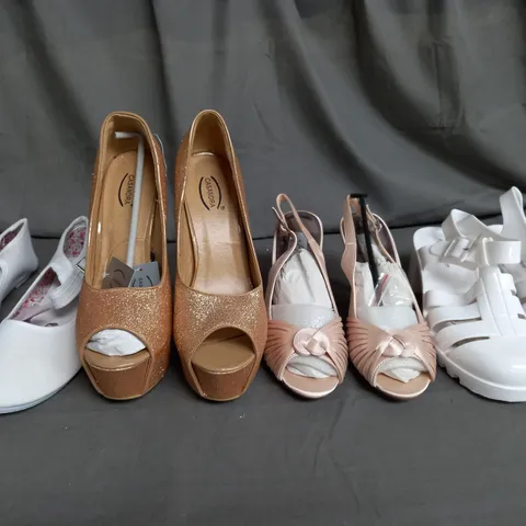 LARGE QUANTITY OF ASSORTED WOMENS SHOES IN VARIOUS SIZES, COLOURS AND STYLES