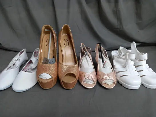 LARGE QUANTITY OF ASSORTED WOMENS SHOES IN VARIOUS SIZES, COLOURS AND STYLES