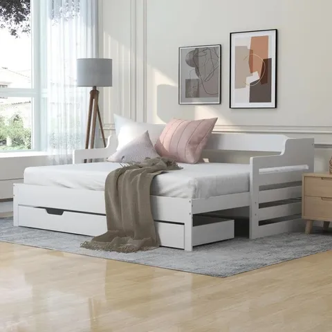 BOXED DELBY SOLID WOOD SINGLE 3FT DAYBED - WHITE (2 BOXES)