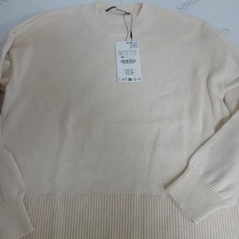 ZARA KNITTED CREAM JUMPER - XS